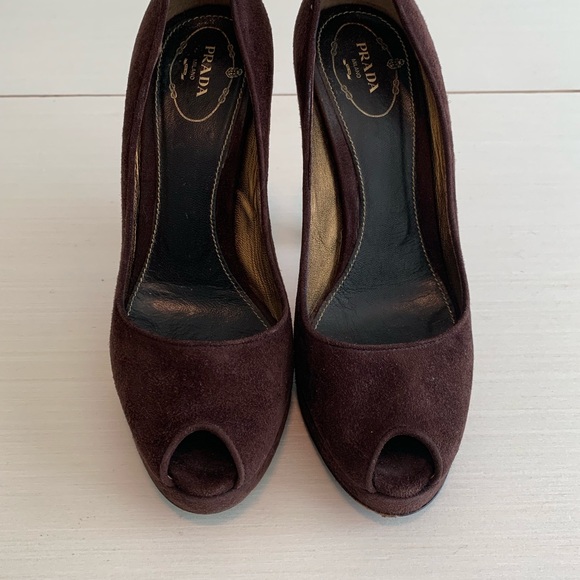 Prada Shoes - Prada Brown Suede Heels